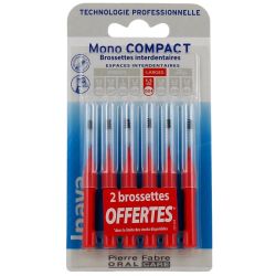 Brossettes Interdentaires Mono Compact par 4 - 1,5 mm Rouge 4+2 Offertes