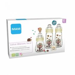 Mam Coffret Biberons Verre 0-6mois 3 biberons+1 sucette