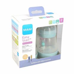 MAM Biberon Easy Start Anti coliques Aqua Débit1 160ml x2