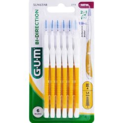 Gum Brossette Interdentaire Bi-Direction 1,4mm Jaune x6  2714