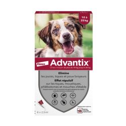 Advantix Moyens Chiens x6 pipettes 10/25kgs