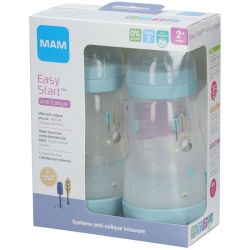 MAM Biberon Easy Sart Anti coliques Aqua Débit2 260ml x2