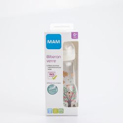 Biberon Mam  débit 2 +2mois 260ml Verre Blanc