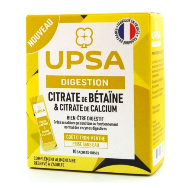 Digestion Citrate de Bétaïne 400 mg et Citrate de Calcium 120 mg citron-menthe 10 sachets