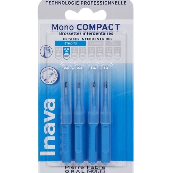 Inava Brossettes interdentaires Mono compact Bleu 0.8mm x4