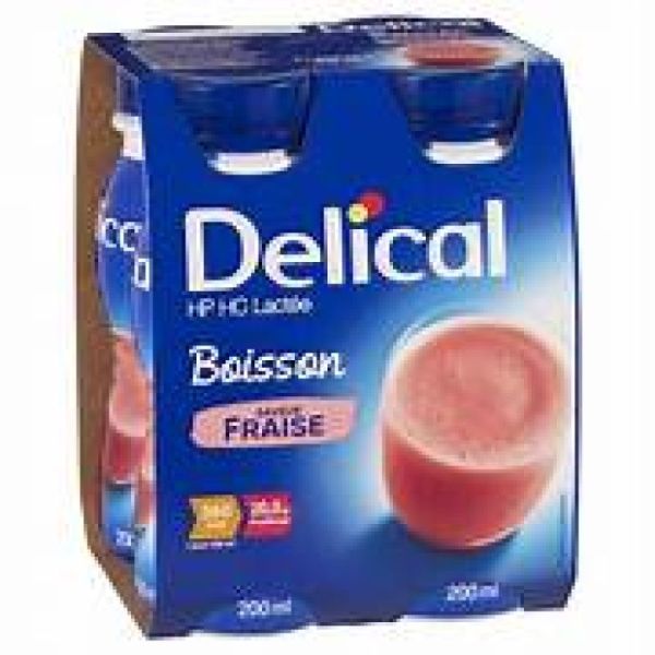 Delical Boisson Hphc Lactée Fraise 4x200ml