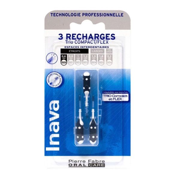 Inava Brossettes interdentaires Recharges noir 0.6mm x3