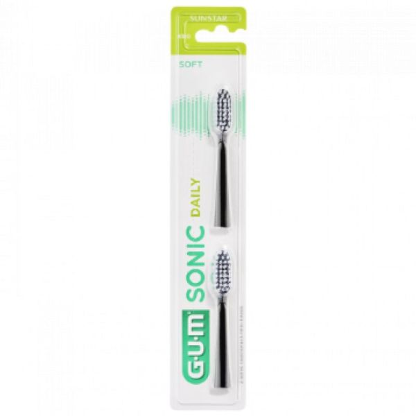 Gum Brosse à dents Daily Sonic Souple Noire Recharge x2  4110