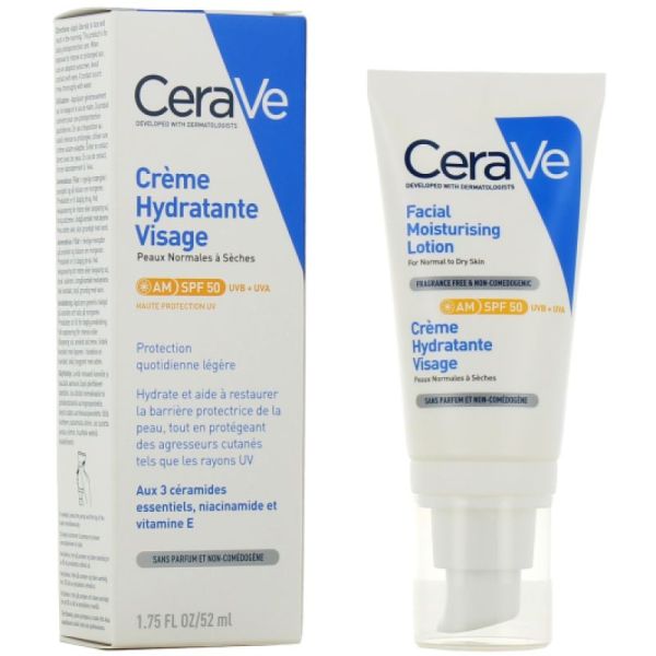 CERAVE Crème Hydratante Visage Spf50 52ml