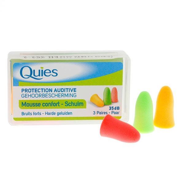 Quies Protections auditives Mousse colorée x3 paires