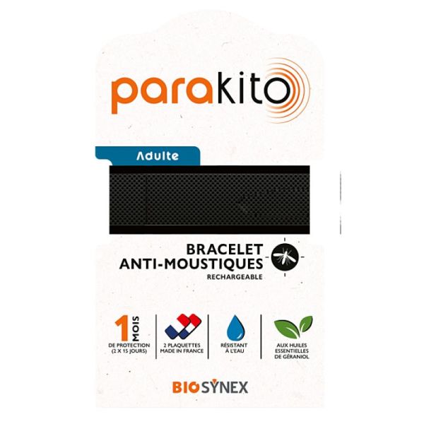 PARAKITO Bracelet moustiques Noir + recharge