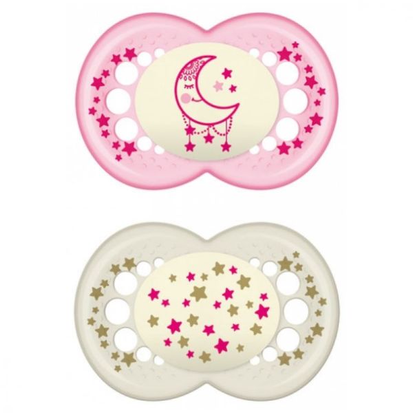 Sucette MAM Nuit Silicone Décor + de 18 mois x2