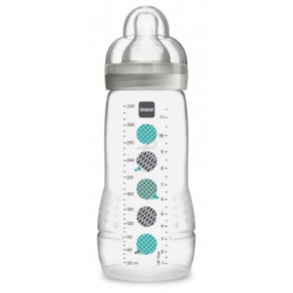 Biberon Mam Easy Active 2éme age  330ml  Gris Débit X  +6mois