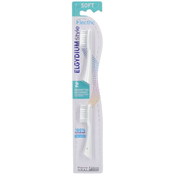 ELGYDIUM Recharge Brosse à dents ELECTRIC  souple x2