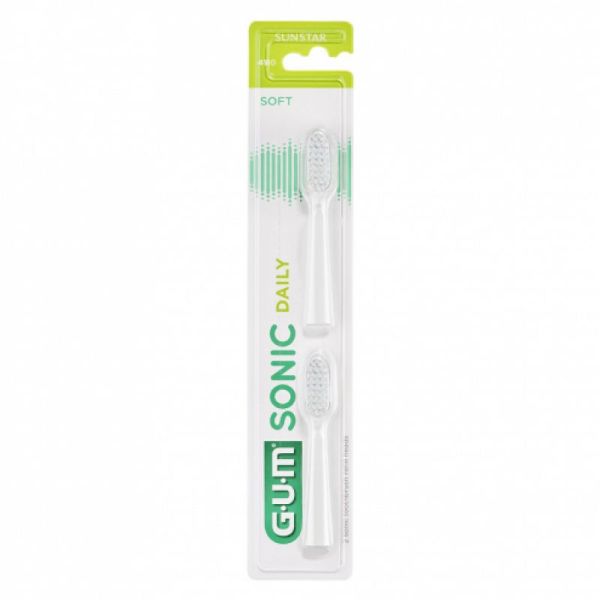 Gum Brosse à dents Daily Sonic Souple blanche Recharge x2 4110