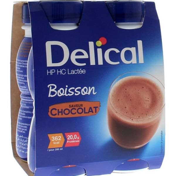 Delical Boisson Hphc Lactée Chocolat 4x200ml