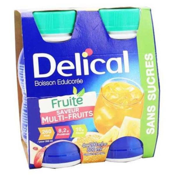 Delical Boisson Fruitée Multi-fruits sans sucres 4x200ml