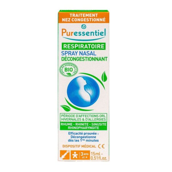 Puressentiel Respiratoire spray nasal décongestionnant bio 15ml