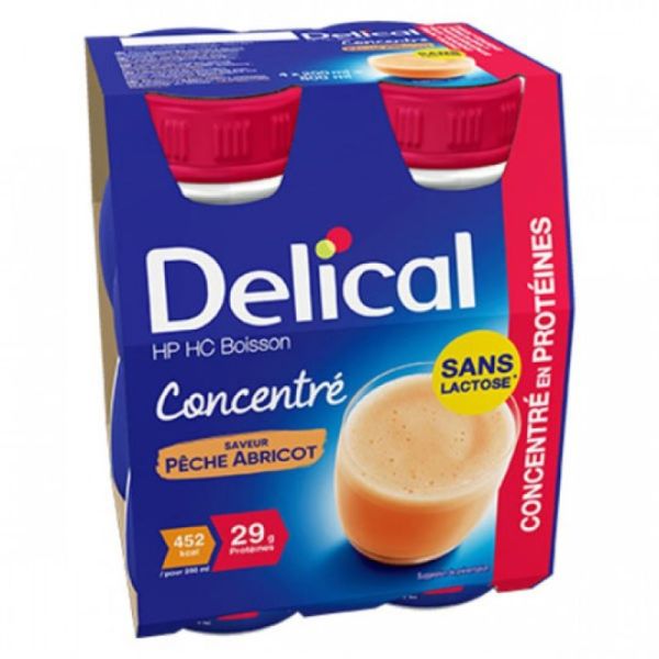 Delical Concentré Hp-hc Sans Lactose Pêche/Abricot 4x200ml