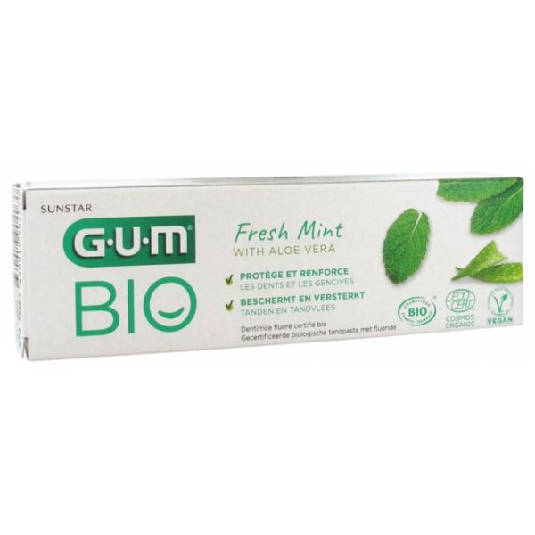 GUM Dentifrice Menthe Fraîche Aloe Vera Bio 75 ml