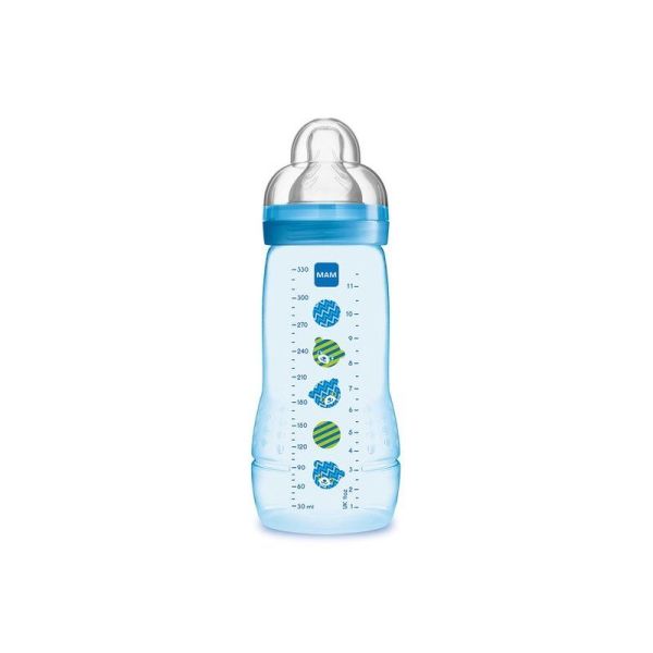 Biberon Mam Easy Active 2éme age  330ml  Bleu débit X  +6mois