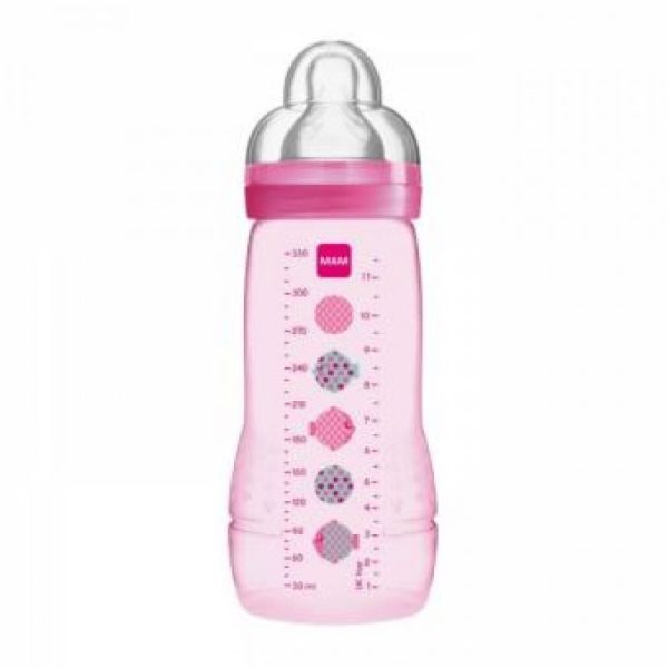 Biberon Mam Easy Active 2éme age  330ml Rose débit X  +6mois