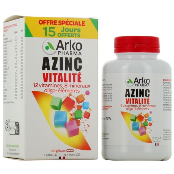 Azinc Vitalité Adulte 120 gélules + 30 offerte