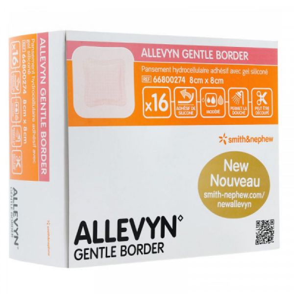 Allevyn Gentle Border Pansements 8x8cm x16