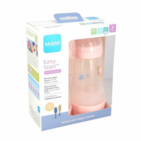 MAM Biberon Easy Start Anti coliques Blush Débit2 260ml x2