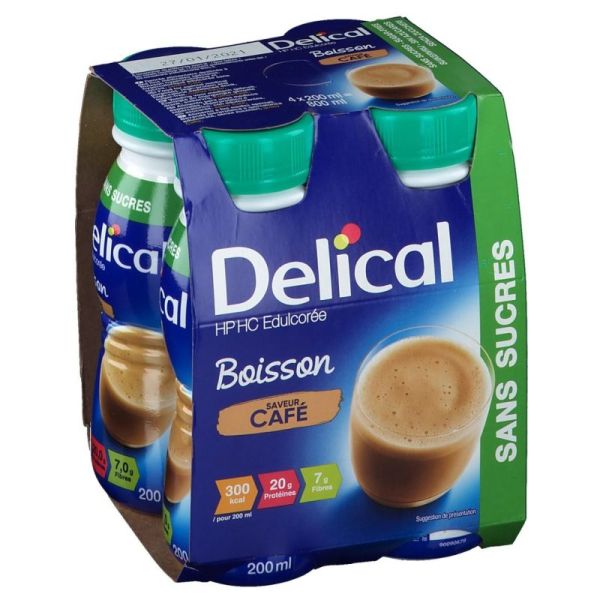 Delical Boisson Hphc Sans Sucres Café 4x200ml