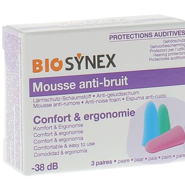 Protection auditive mousse Biosynex - boîte de 3 paires