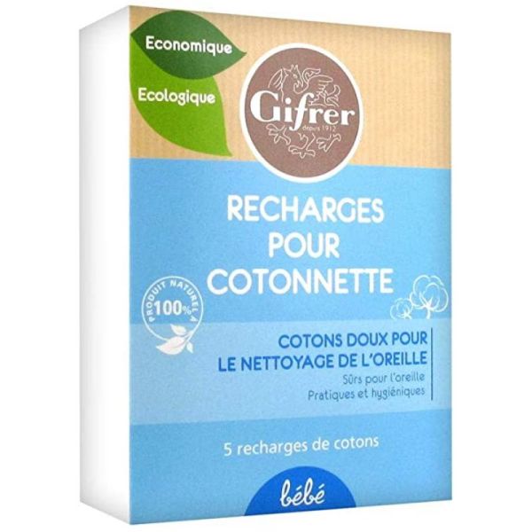 Gifrer Recharge pour Cotonnette Oreille Bébé 150 cotons