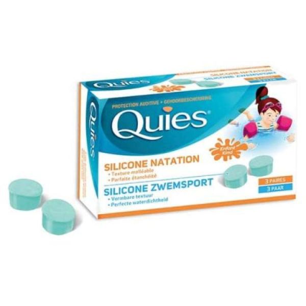 Quies Natation Enfant protections auditives Silicone x3 paires