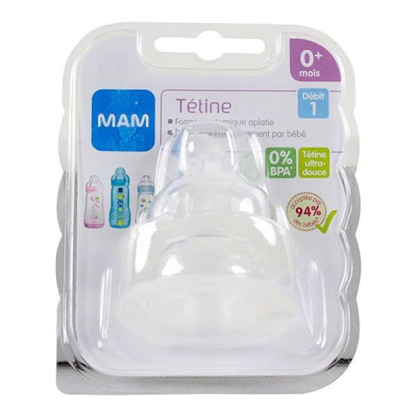 Tétine Mam Silicone Débit lent 1er vitesse x2