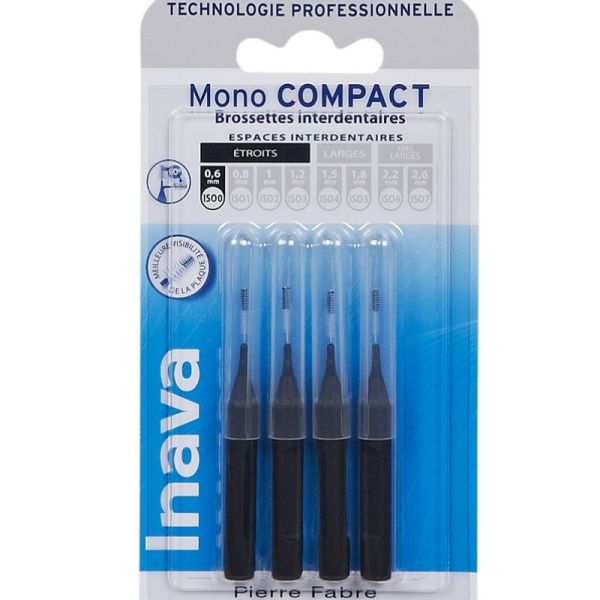 Inava Brossettes interdentaires  Mono compact Noir 0.6mm x4