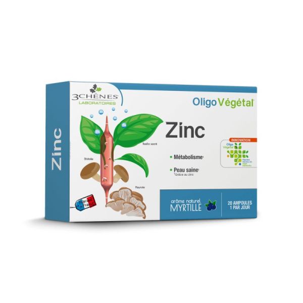 Oligo Végétal Zinc d’origine végétale BOÎTE DE 20 AMPOULES DE 10 ML